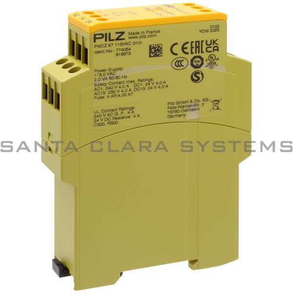 Pilz PNOZX7115VAC2N-O-774054 Safety relay (standalone) Inputs: Single-channel wiring Outputs: 2 N/O. Automatic/manual start UB 115 V AC, width: 22.5 Product Image