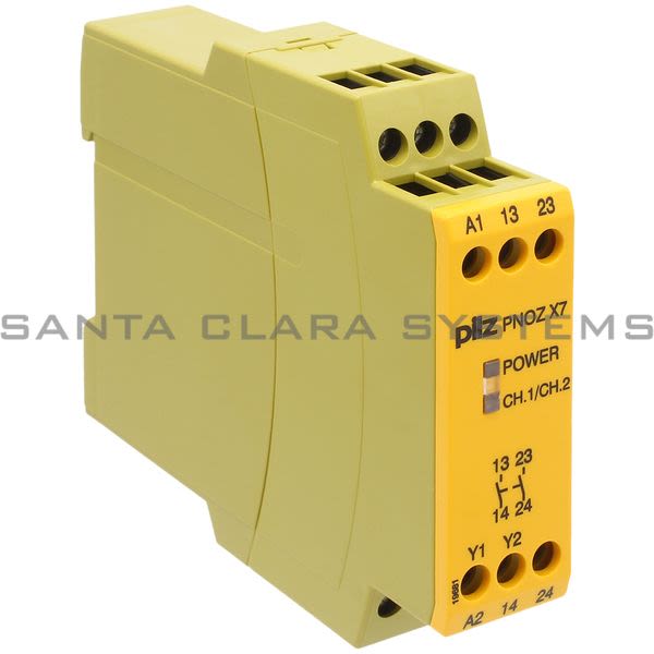 Pilz PNOZX724VACDC2N-O-774059 Safety relay (standalone) Inputs: Single-channel wiring Outputs: 2 N/O. Automatic/manual start UB 24 V AC/DC, width: 22. Product Image