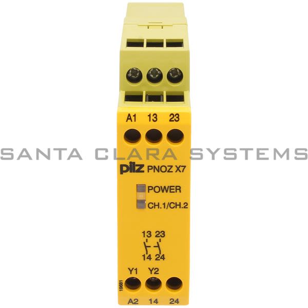 Pilz PNOZX724VACDC2N-O-774059 Safety relay (standalone) Inputs: Single-channel wiring Outputs: 2 N/O. Automatic/manual start UB 24 V AC/DC, width: 22. Product Image