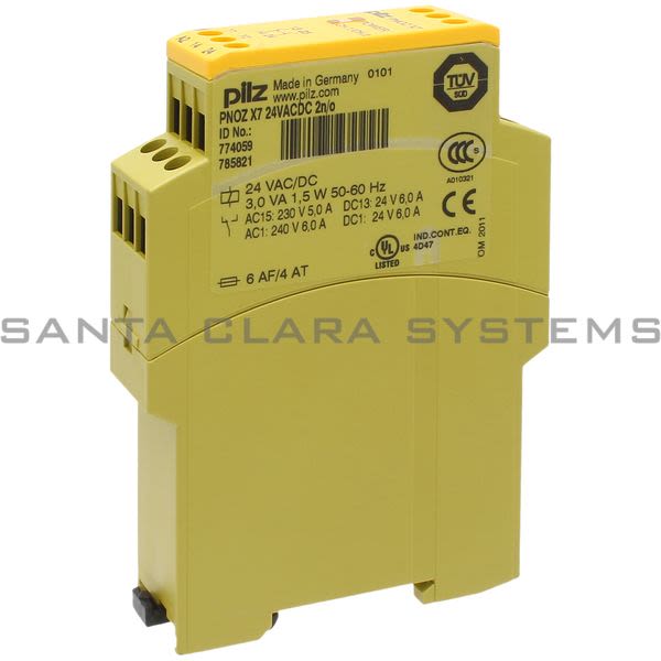 Pilz PNOZX724VACDC2N-O-774059 Safety relay (standalone) Inputs: Single-channel wiring Outputs: 2 N/O. Automatic/manual start UB 24 V AC/DC, width: 22. Product Image