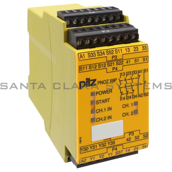 Pilz PNOZX8P24VDC3N-O2N-C2SO-777760 Safety relay (standalone) Inputs: 1-/2-channel wiring with/without detection of shorts across contacts Outputs: 3 N/O, 2 Product Image