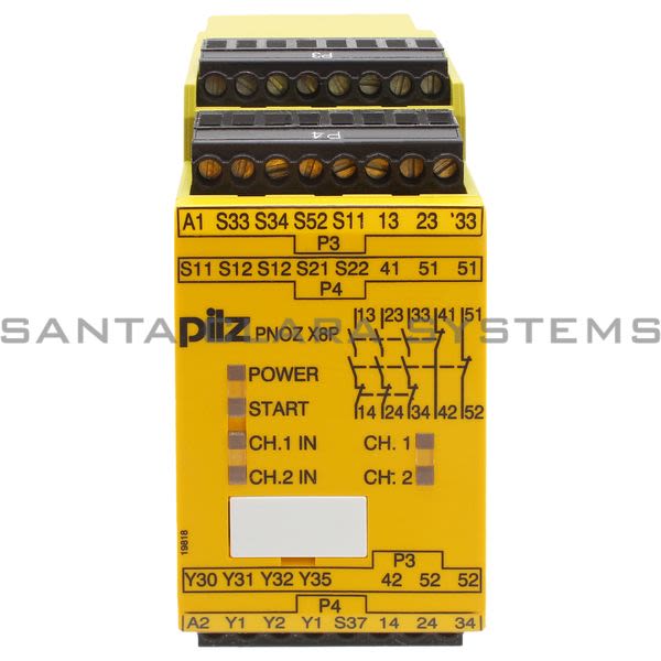 Pilz PNOZX8P24VDC3N-O2N-C2SO-777760 Safety relay (standalone) Inputs: 1-/2-channel wiring with/without detection of shorts across contacts Outputs: 3 N/O, 2 Product Image