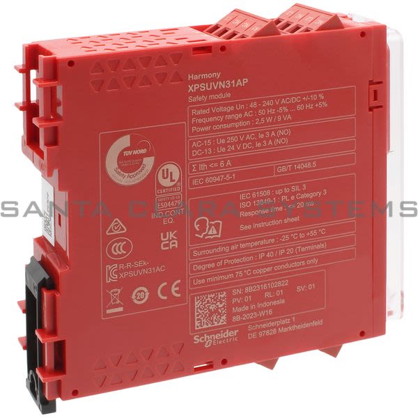 Schneider XPSUVN31AP Safety Module Product Image