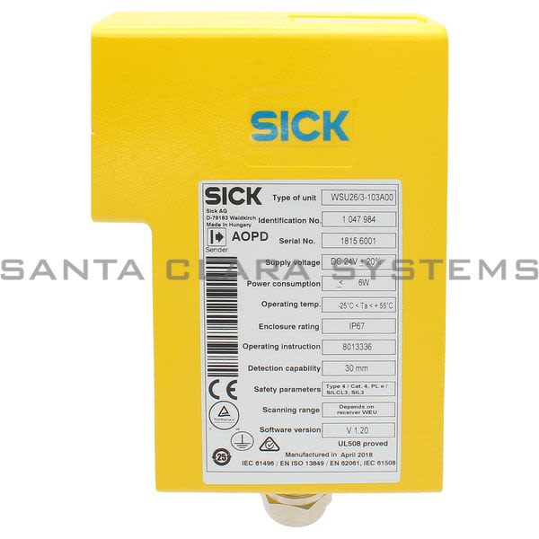 Sick WSU26-3-103A00 Single-Beam Photoelectric Safety Switch Sender | 1047984 Product Image