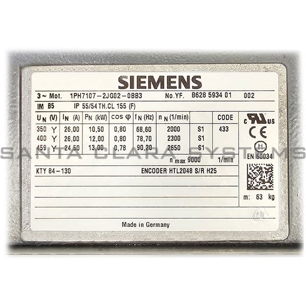 Siemens 1PH7107-2JG02-0BB3 Spindle Motor | 1PH7107-2JG02-0BB3 Product Image