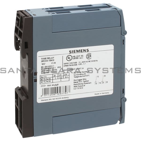 Siemens 3RP2540-1BW30 Timing Relay | 3RP2540-1BW30 Product Image