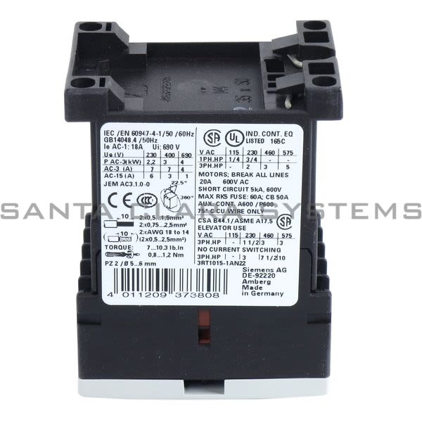 Siemens 3RT1015-1AN22 Contactor Product Image