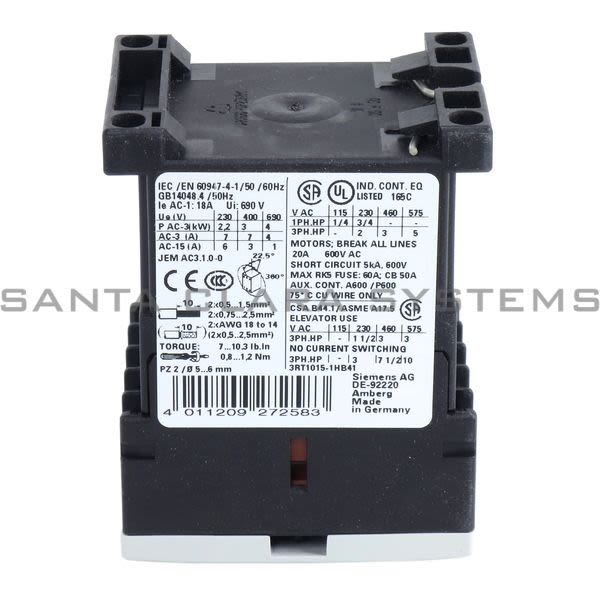 Siemens 3RT1015-1HB41 Contactor | Sirius | 3RT1015-1HB41 Product Image