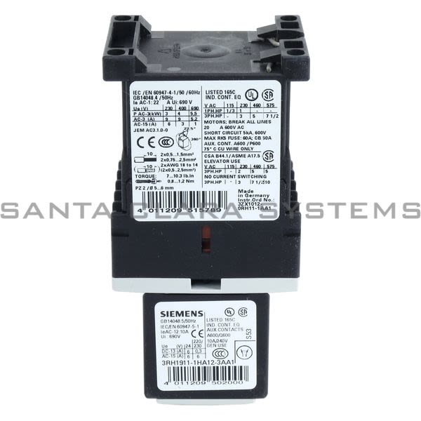 Siemens 3RT1016-1BB44-3MA0 Contactor Product Image