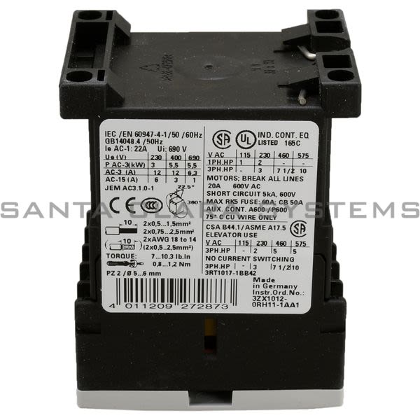 Siemens 3RT1017-1BB42 Contactor | Sirius | 3RT1017-1BB42 Product Image