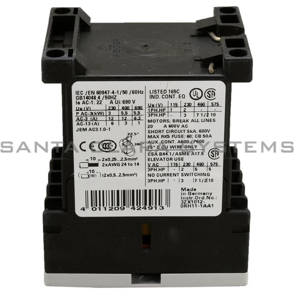 Siemens 3RT1017-2KB41 Contactor Product Image