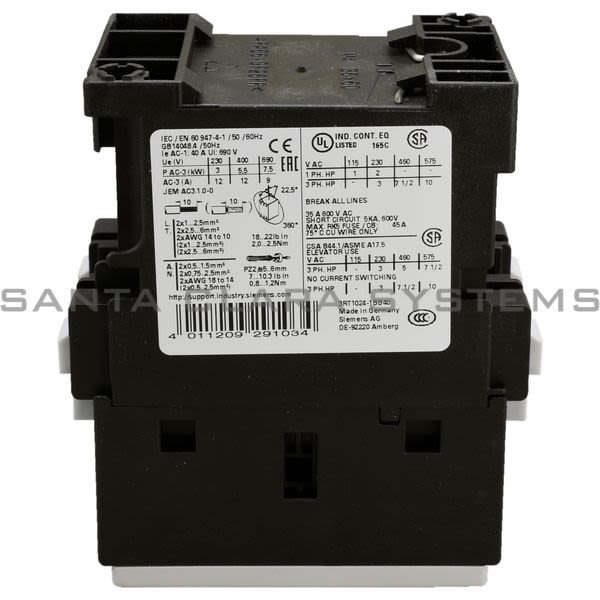 Siemens 3RT1024-1BB40 Contactor Product Image