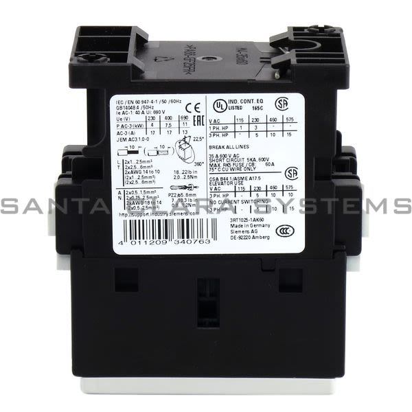 Siemens 3RT1025-1AK60 Contactor | Sirius | 3RT1025-1AK60 Product Image
