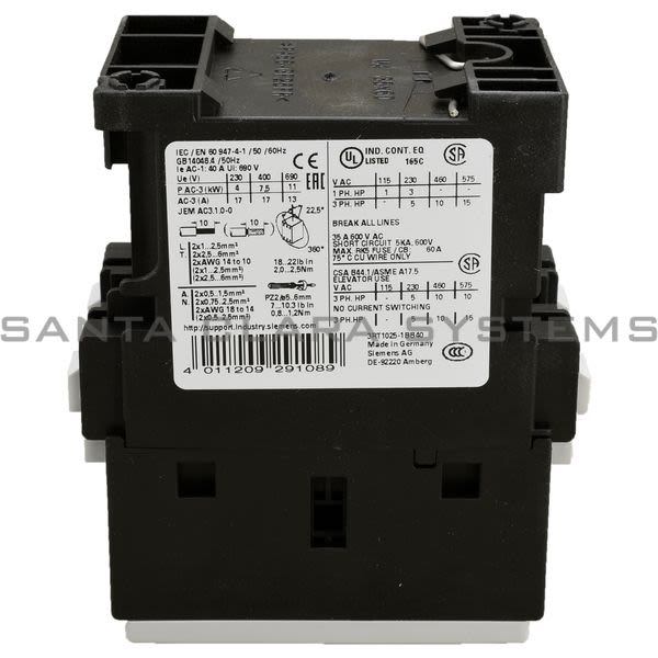 Siemens 3RT1025-1BB40 Contactor Product Image