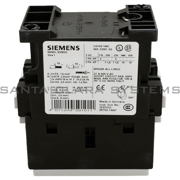 Siemens 3RT1026-1AK60-0UA0 Contactor Product Image