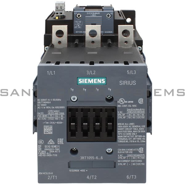 Siemens 3RT1055-6NB36 Contactor Product Image
