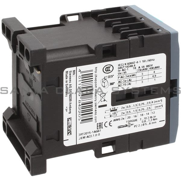 Siemens 3RT2015-1AG61 Contactor Product Image