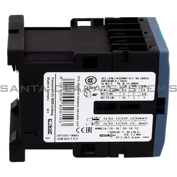 Siemens 3RT2015-1AK61 Contactor | 3RT2015-1AK61 Product Image