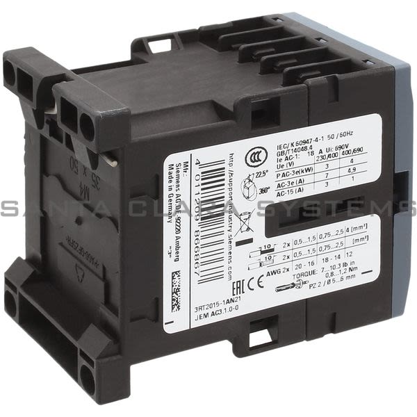 Siemens 3RT2015-1AN21 Contactor Product Image