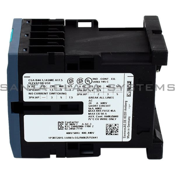 Siemens 3RT2015-1AR61 Contactor | 3RT2015-1AR61 Product Image
