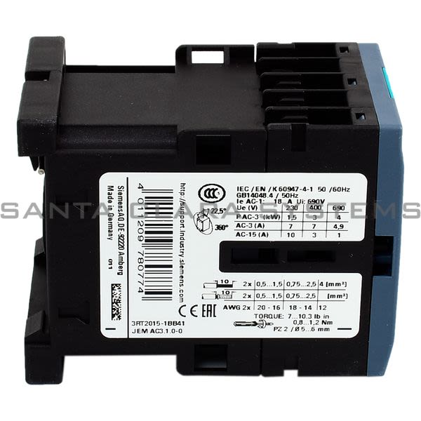 Siemens 3RT2015-1BB41 Contactor | Sirius | 3RT2015-1BB41 Product Image
