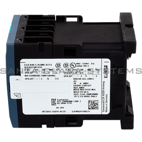Siemens 3RT2015-1BB41-0CC0 Contactor | 3RT2015-1BB41-0CC0 Product Image