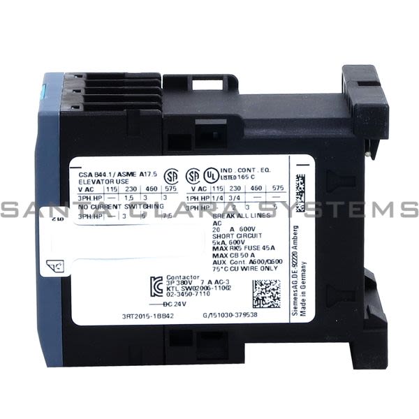 Siemens 3RT2015-1BB42 Contactor | 3RT2015-1BB42 Product Image