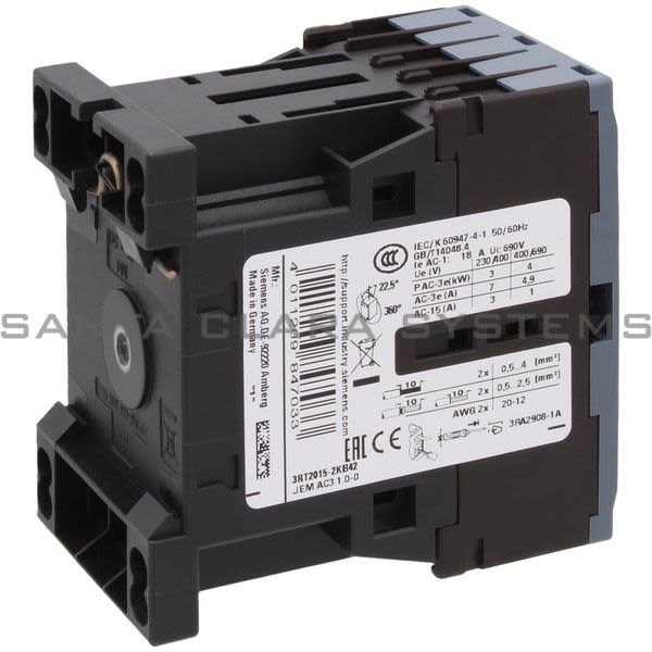 Siemens 3RT2015-2KB42 Contactor | 3RT2015-2KB42 Product Image