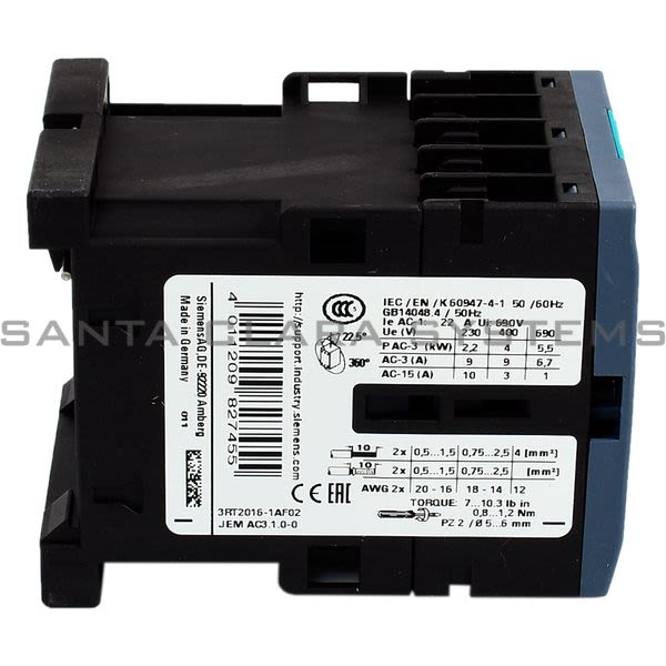 Siemens 3RT2016-1AF02 Contactor | Sirius | 3RT2016-1AF02 Product Image