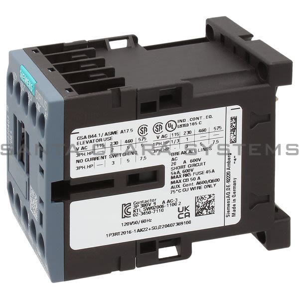 Siemens 3RT2016-1AK22 Contactor Product Image