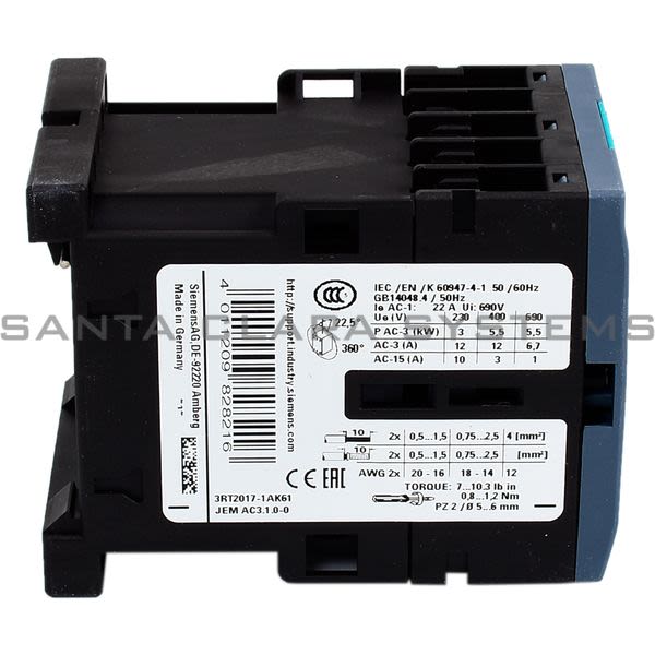 Siemens 3RT2017-1AK61 Contactor | 3RT2017-1AK61 Product Image
