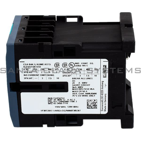 Siemens 3RT2017-1AK62 Contactor | 3RT2017-1AK62 Product Image