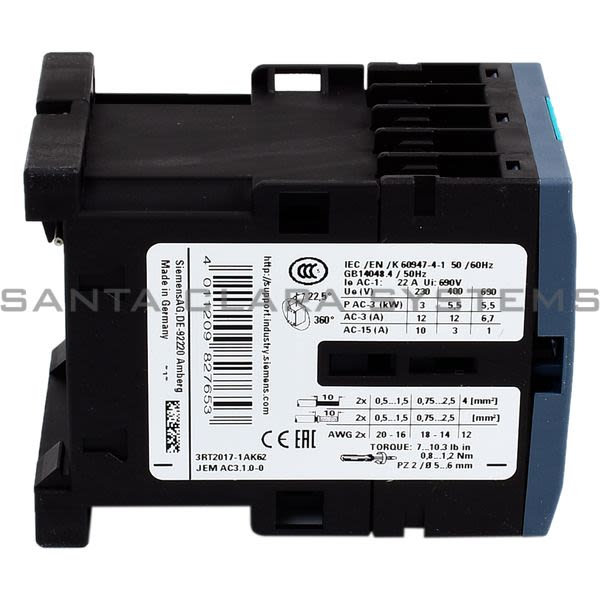 Siemens 3RT2017-1AK62 Contactor | 3RT2017-1AK62 Product Image