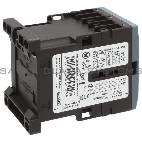 Siemens 3RT2017-1AM21 Contactor | Sirius | 3RT2017-1AM21 Product Image