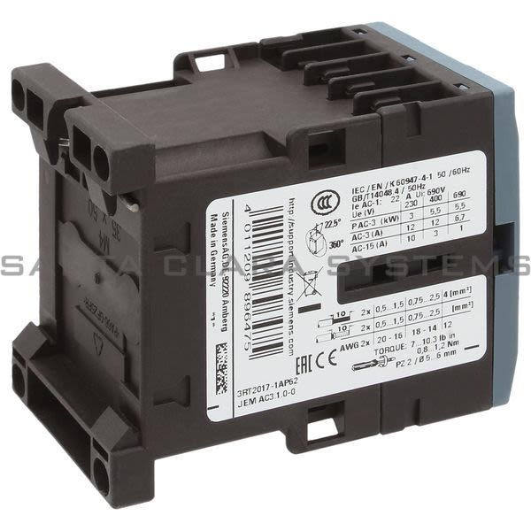 Siemens 3RT2017-1AP62 Contactor | 3RT2017-1AP62 Product Image