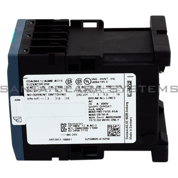 Siemens 3RT2017-1BB41 Contactor | 3RT2017-1BB41 Product Image