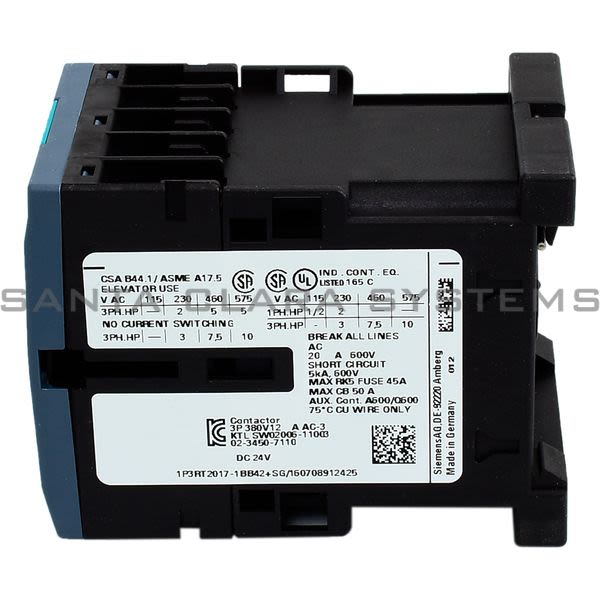 Siemens 3RT2017-1BB42 Contactor | Sirius | 3RT2017-1BB42 Product Image