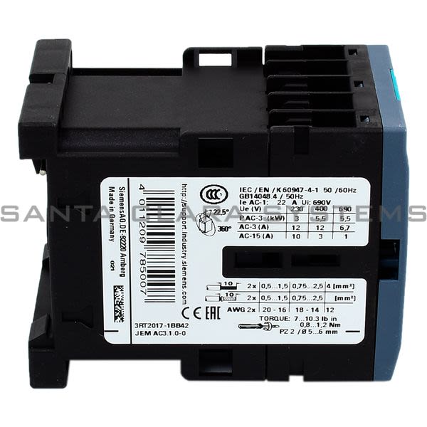 Siemens 3RT2017-1BB42 Contactor | Sirius | 3RT2017-1BB42 Product Image