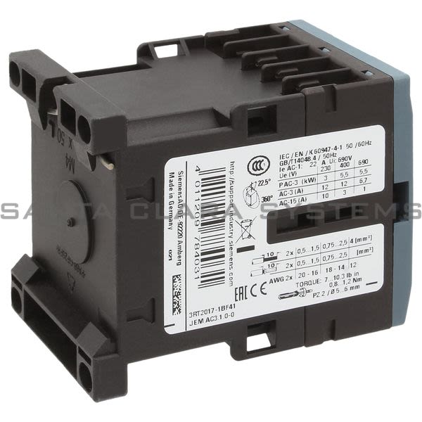 Siemens 3RT2017-1BF41 Contactor | Sirius | 3RT2017-1BF41 Product Image