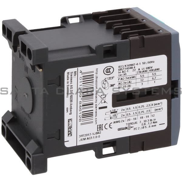 Siemens 3RT2017-1JB42 Contactor Product Image