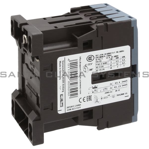 Siemens 3RT2017-2AK61 Contactor | Sirius | 3RT2017-2AK61 Product Image