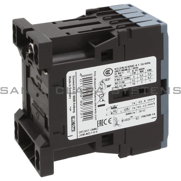 Siemens 3RT2017-2AK62 Contactor | Sirius | 3RT2017-2AK62 Product Image