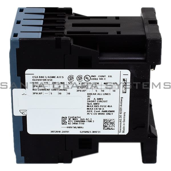 Siemens 3RT2018-2AF01 Contactor | Sirius | 3RT2018-2AF01 Product Image