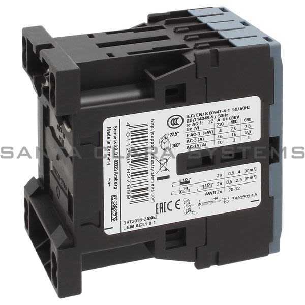 Siemens 3RT2018-2AK62 Contactor | 3RT2018-2AK62 Product Image