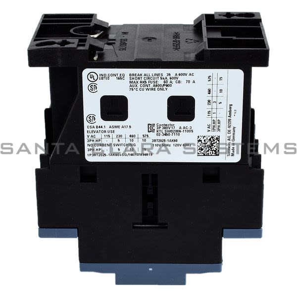 Siemens 3RT2025-1AK60 Contactor | 3RT2025-1AK60 Product Image