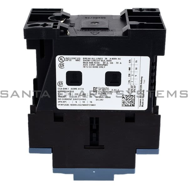 Siemens 3RT2025-1BB40 Contactor | 3RT2025-1BB40 Product Image