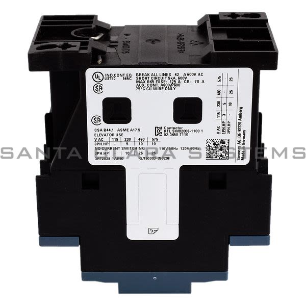 Siemens 3RT2028-1AK60 Contactor | 3RT2028-1AK60 Product Image