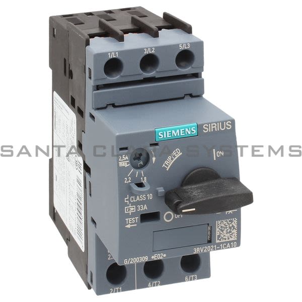 Siemens 3RV2021-1CA10 Motor Starter Protector | Sirius | 3RV2021-1cA10 Product Image