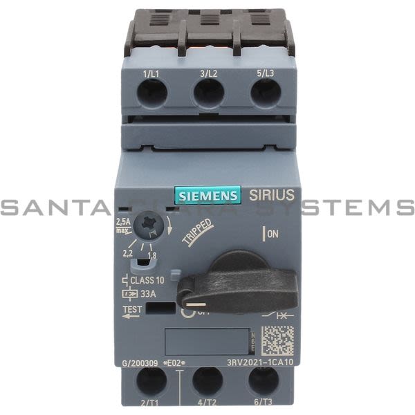 Siemens 3RV2021-1CA10 Motor Starter Protector | Sirius | 3RV2021-1cA10 Product Image