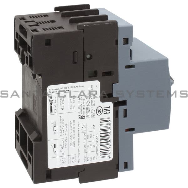 Siemens 3RV2021-1CA10 Motor Starter Protector | Sirius | 3RV2021-1cA10 Product Image